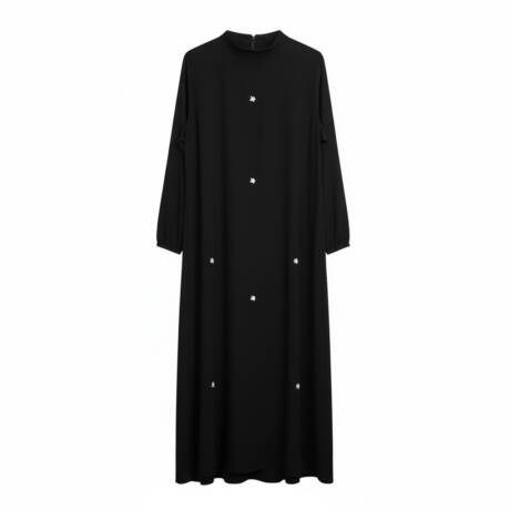 Black Clover Abaya with Zip and Pockets