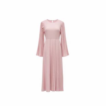 Blush Pink Pleated Maxi Dress