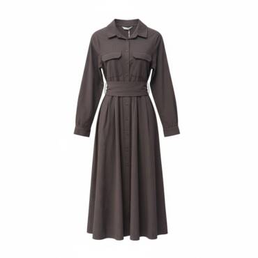 Mocha Belted Shirt Dress