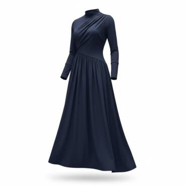 Navy Blue Draped Maxi Dress