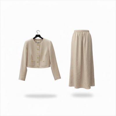 Beige Skirt and Jacket Co-ord Set