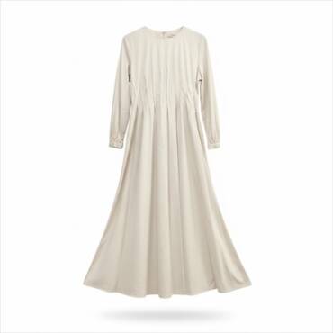 Cream Pleated Maxi Dress