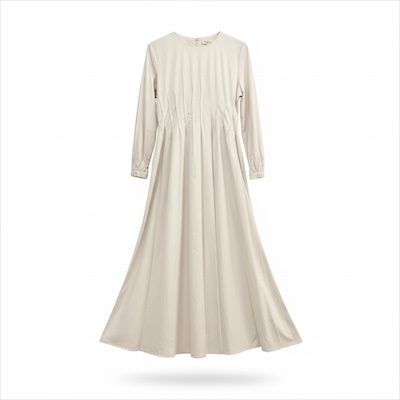 Cream Pleated Maxi Dress